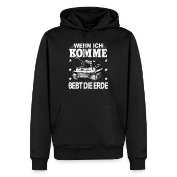 Panzer Sprüche Panzerfahrer Rüstung Kampfpanzer - Männer Premium Bio Hoodie - Schwarz - Vorne - Nico (187cm)