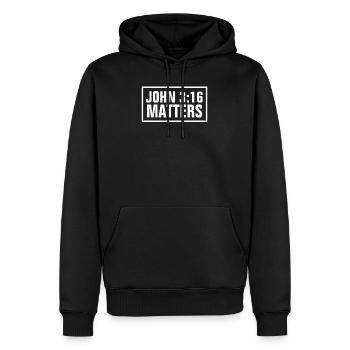 Johannes 3:16 Angelegenheiten - Männer Premium Bio Hoodie - Schwarz - Vorne - Nico (187cm)