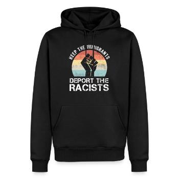 BLM garde les immigrants expulser les racistes - Sweat à capuche Premium bio Homme - noir - Devant - Nico (187cm)