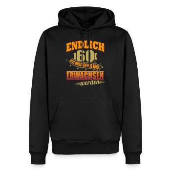 Endlich 60 Geburtstagsspruch 60 Jahre Geburtstag - Männer Premium Bio Hoodie - Schwarz - Vorne - Nico (187cm)