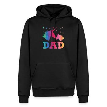 Dadacorn Produkt - Männer Premium Bio Hoodie - Schwarz - Vorne - Nico (187cm)