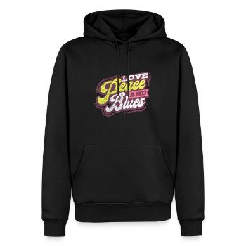Liebe Frieden und Blues Musik - Männer Premium Bio Hoodie - Schwarz - Vorne - Nico (187cm)