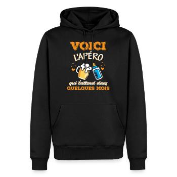 Biberon bière futur papa annonce grossesse drôle - Sweat à capuche Premium bio Homme - noir - Devant - Nico (187cm)