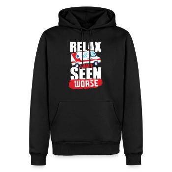 Détendez-vous, j'ai vu pire design pour un - Sweat à capuche Premium bio Homme - noir - Devant - Nico (187cm)