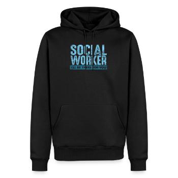 Sozialarbeiter - Männer Premium Bio Hoodie - Schwarz - Vorne - Nico (187cm)