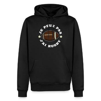 Je Peux Pas J'ai Rugby - Sweat à capuche Premium bio Homme - noir - Devant - Nico (187cm)