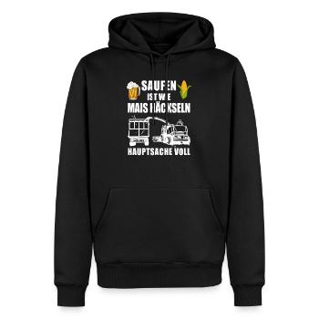 Mais Häckseln Ernte Design für Landwirte - Männer Premium Bio Hoodie - Schwarz - Vorne - Nico (187cm)