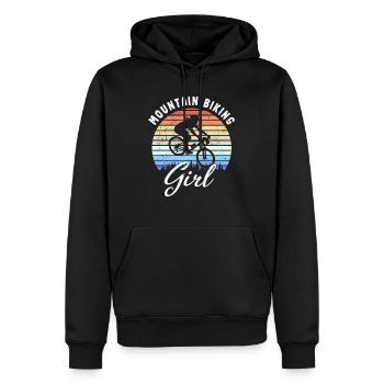 Mountainbike-Mädchen Retro Sonnenuntergang Geschenk - Männer Premium Bio Hoodie - Schwarz - Vorne - Nico (187cm)