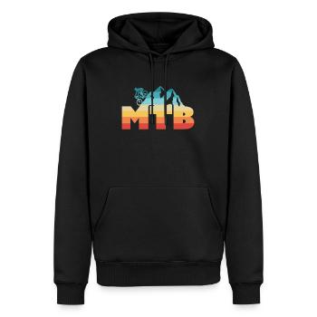 Retro MTB Vintage Mountainbike Geschenk - Männer Premium Bio Hoodie - Schwarz - Vorne - Nico (187cm)