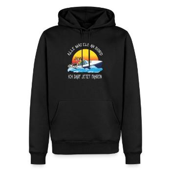 Permis de bateau passé cadeau - Sweat à capuche Premium bio Homme - noir - Devant - Nico (187cm)