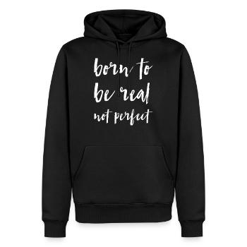 né pour être réel pas parfait - Sweat à capuche Premium bio Homme - noir - Devant - Nico (187cm)