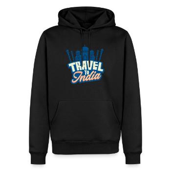 Voyage en Inde - Sweat à capuche Premium bio Homme - noir - Devant - Nico (187cm)