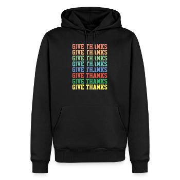 Danke - christliche Zitate - Männer Premium Bio Hoodie - Schwarz - Vorne - Nico (187cm)