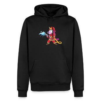 Lustiges Einhorn als Feuerwehrmann Design - Sweat à capuche Premium bio Homme - noir - Devant - Nico (187cm)