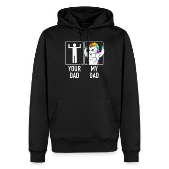Sohn Tochter von Unicorn Dad Tee - Dein Dad My Dad - Männer Premium Bio Hoodie - Schwarz - Vorne - Nico (187cm)