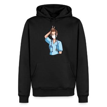 Lustige Krankenschwester mit Humor - Männer Premium Bio Hoodie - Schwarz - Vorne - Nico (187cm)