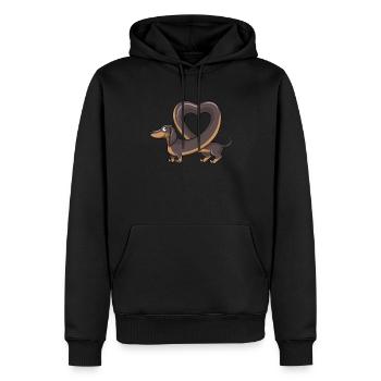 Teckel mignon faisant une forme de coeur. conception - Sweat à capuche Premium bio Homme - noir - Devant - Nico (187cm)