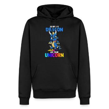 Tut mir leid, mein Drache hat dein lustiges süßes Einhornbuch gegessen - Männer Premium Bio Hoodie - Schwarz - Vorne - Nico (187cm)