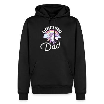 Produit imprimé Unicorn Dad - Sweat à capuche Premium bio Homme - noir - Devant - Nico (187cm)