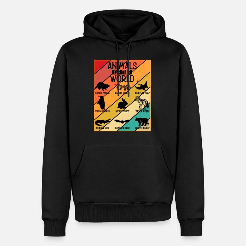 Animaux du monde - Sweat à capuche Premium bio Homme - noir