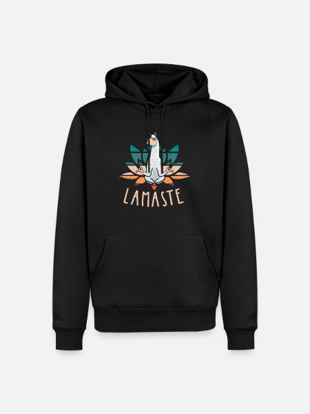 Lamaste Lama Meditation - Männer Premium Bio Hoodie - Schwarz