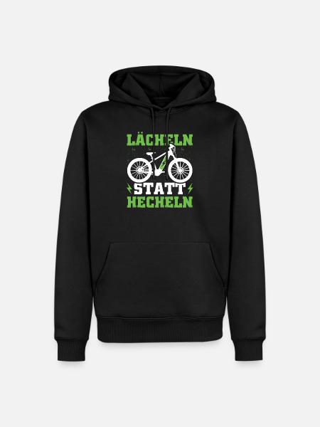 Lächeln statt Hecheln Ebike Geschenkidee - Männer Premium Bio Hoodie - Schwarz