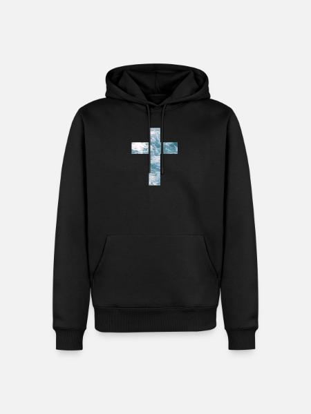 Christian Cross With Sunset - Men’s Premium Organic Hoodie - black
