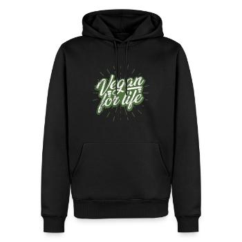 Vegans végétaliens - Sweat à capuche Premium bio Homme - noir - Devant - Nico (187cm)
