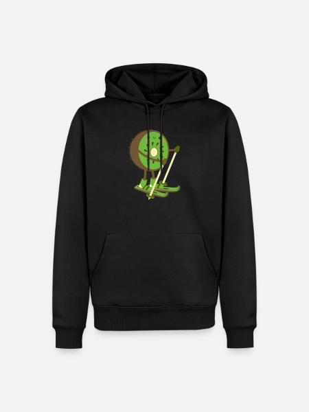 Skiwi Kiwi Ski Skiër Fruit Fruit Winter - Mannen Premium Bio hoodie - zwart