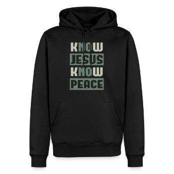 Know Jesus Kirche Gott Christen Geschenk - Männer Premium Bio Hoodie - Schwarz - Vorne - Nico (187cm)