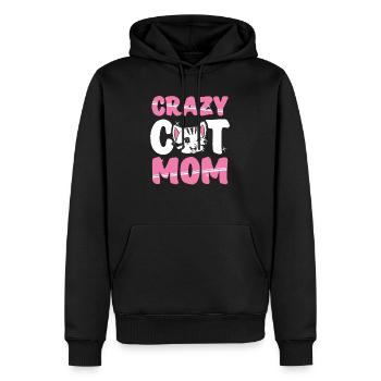 Chat fou maman chat chats maman cadeau - Sweat à capuche Premium bio Homme - noir - Devant - Nico (187cm)