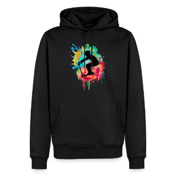 Sportliches Stuntscooter Design - Männer Premium Bio Hoodie - Schwarz - Vorne - Nico (187cm)