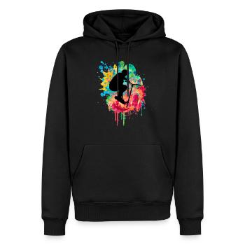 Sportliches Stuntscooter Design - Männer Premium Bio Hoodie - Schwarz - Vorne - Nico (187cm)