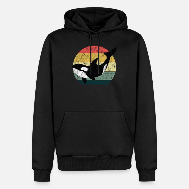 Orque orque orque cadeau baleine rétro océan - Sweat à capuche Premium bio Homme - noir
