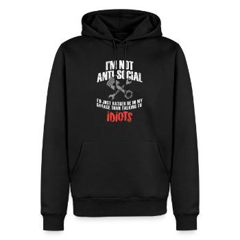 Je ne suis pas anti-social - Mécanicien drôle - Sweat à capuche Premium bio Homme - noir - Devant - Nico (187cm)