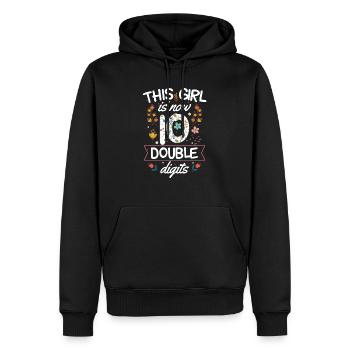 10 anniversaire fille cadeau 10 ans - Sweat à capuche Premium bio Homme - noir - Devant - Nico (187cm)