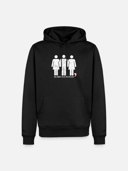Dreier Beziehung - Deine Mutter witzig - Männer Premium Bio Hoodie - Schwarz