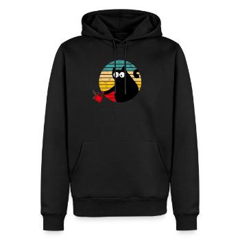 Freche Kaffee Katze - Vintage - Männer Premium Bio Hoodie - Schwarz - Vorne - Nico (187cm)