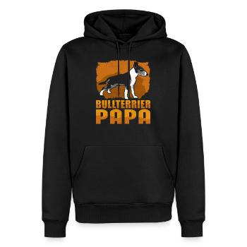 Bullterrier Papa | Bull Terrier Geschenk - Männer Premium Bio Hoodie - Schwarz - Vorne - Nico (187cm)