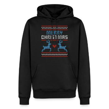 joyeux Noël - Sweat à capuche Premium bio Homme - noir - Devant - Nico (187cm)