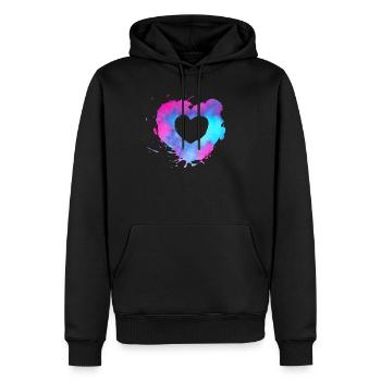 Aquarellherz mit rosa und hellblauen Farben - Männer Premium Bio Hoodie - Schwarz - Vorne - Nico (187cm)