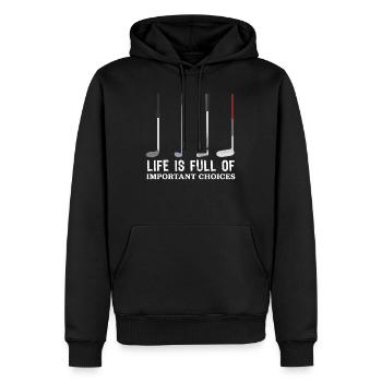 Le cadeau de golf des choix importants de la vie - Sweat à capuche Premium bio Homme - noir - Devant - Nico (187cm)