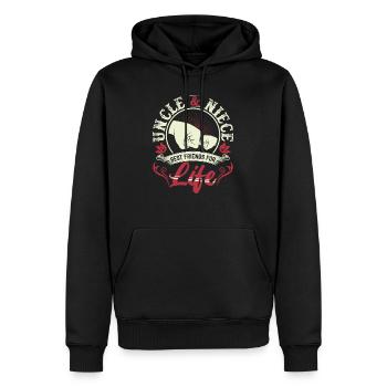 Uncle niece funny gift birthday B-day - Men’s Premium Organic Hoodie - black - Front - Nico (187cm)