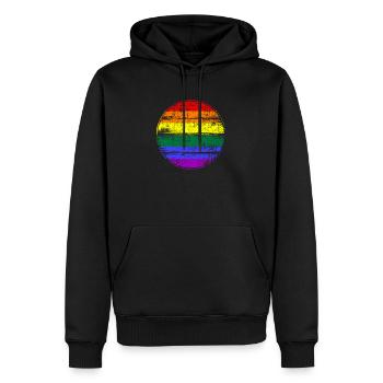 Drapeau arc-en-ciel LGBT - Sweat à capuche Premium bio Homme - noir - Devant - Nico (187cm)