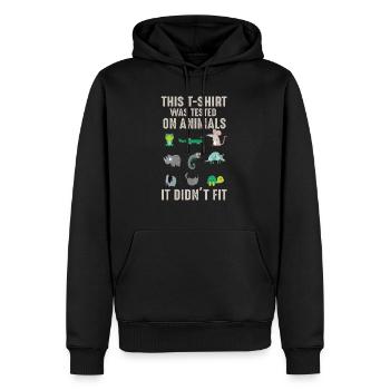 tested on animal tested on animals it doesn't fit - Men’s Premium Organic Hoodie - black - Front - Nico (187cm)