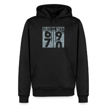 70e anniversaire - Sweat à capuche Premium bio Homme - noir - Devant - Nico (187cm)
