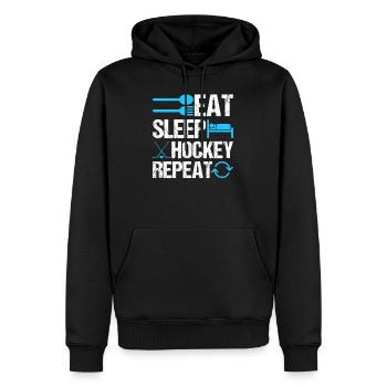 Eat Sleep Hockey Répétition Icône Graphique Cool - Sweat à capuche Premium bio Homme - noir - Devant - Nico (187cm)