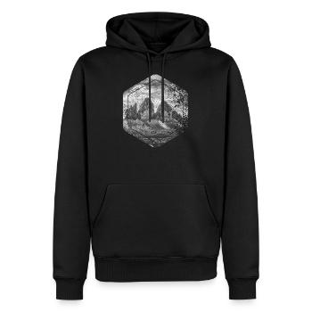 Three Peaks Dolomites Geometric shape Polygon - Men’s Premium Organic Hoodie - black - Front - Nico (187cm)