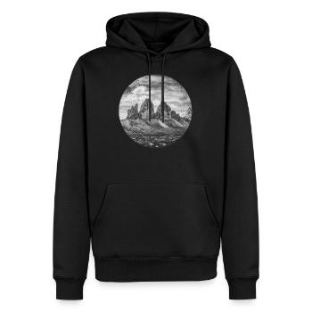 Three Peaks Dolomites Geometric shape Polygon - Men’s Premium Organic Hoodie - black - Front - Nico (187cm)