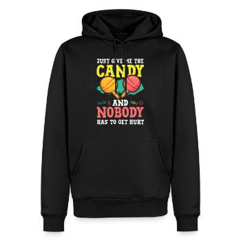 Candy disant Candy - Sweat à capuche Premium bio Homme - noir - Devant - Nico (187cm)